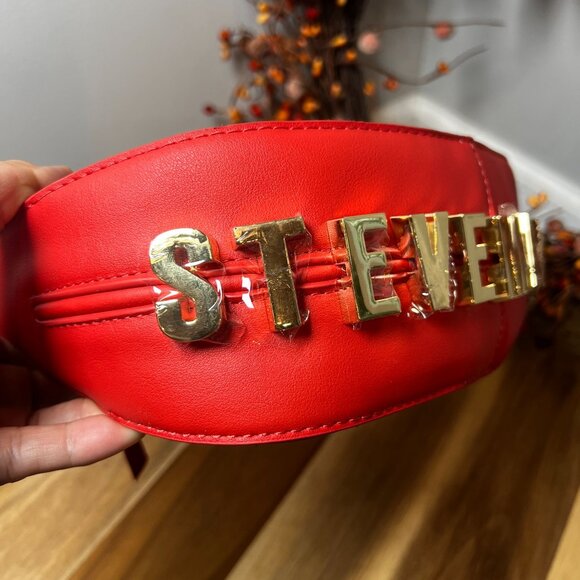 Steven Madden BSabine Y2K Hobo Shoulder Bag in Lipstick Red Soft Faux Leather - Picture 6 of 12